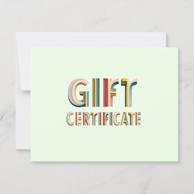 Retro Vintage Grön Presentkort (Framsida)