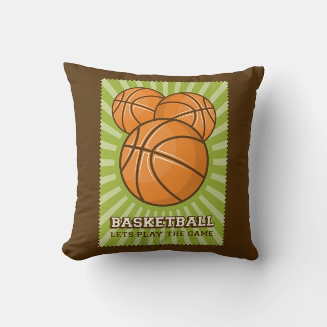 Retro Vintage Grönt Basketball Kudde (Framsida)