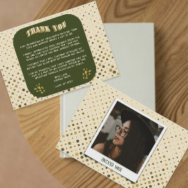 Retro Vintage Grönt Gult Beige Student Photo Tack Kort