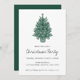 Retro Vintage Grönt jul Party Inbjudningar
