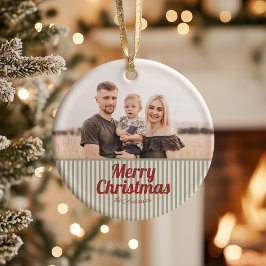 Retro Vintage Grönt Rand Red God jul Julgransprydnad Keramik
