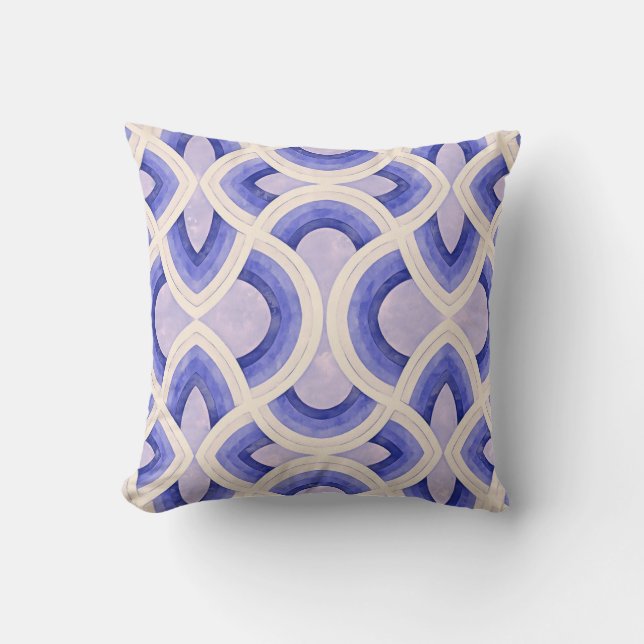 Retro Vintage Groovy Mönster i Nyanser av Cerulean Kudde (Framsida)