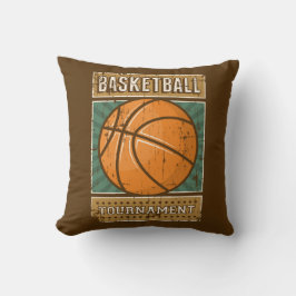Retro Vintage Grunge Brown Blue Basketball Kudde