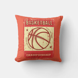 Retro Vintage Grunge Rosa Red Basketball Kudde