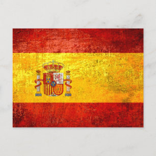 Retro Vintage Grunge Spanska flagga Spanien Vykort