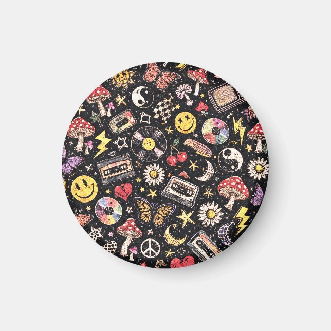 Retro Vintage Grunge Sunshine Bliss Magnet (Framsidan)