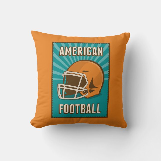 Retro Vintage Guld Blue American Football Kudde (Framsida)