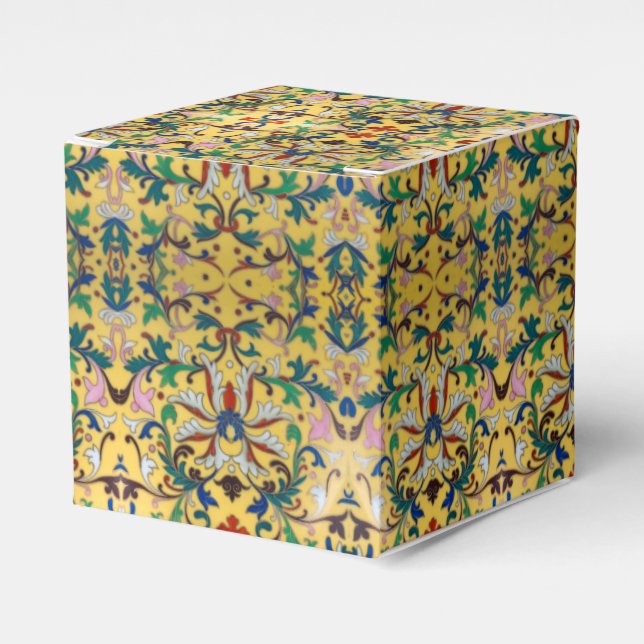 Retro Vintage Gult Blommigt Botanical Mönster Presentaskar (Framsidan Sidan)