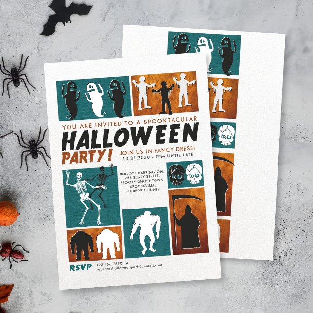 Retro Vintage Halloween Costume Party Inbjudningar (Skapare uppladdad)