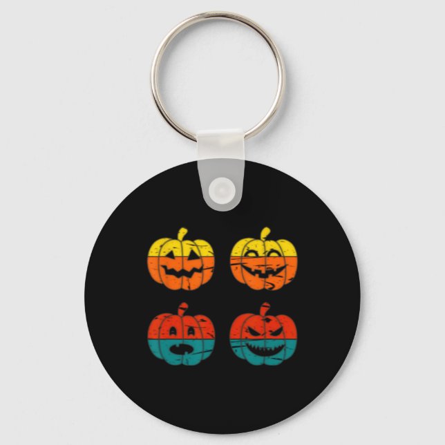 Retro Vintage Halloween Jack o lantern Pumpkin Nyckelring (Framsida)