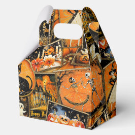 Retro Vintage Halloween Roligt Collage Presentaskar