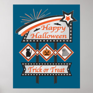 Retro Vintage Halloween-skylt – Godis eller Bus Poster