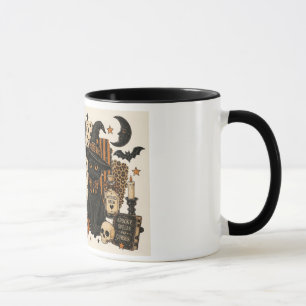 Retro Vintage Halloween Svart Katt Häxa Hatt Skräc Mugg
