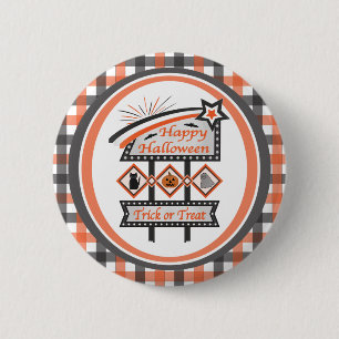 Retro Vintage Halloween-tecken -Bus eller godis-pa Knapp