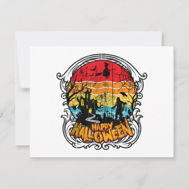 Retro Vintage Halloween - Vintage Halloween Julkort (Framsida)