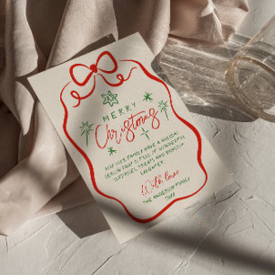 Retro Vintage Hand plockade Quirky Bow-jul Julkort