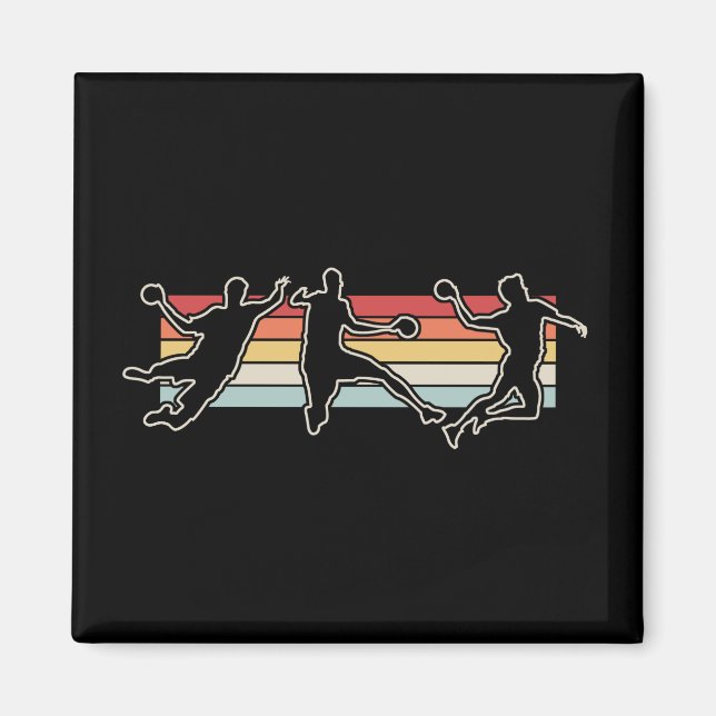 Retro Vintage Handball Player Magnet (Framsidan)