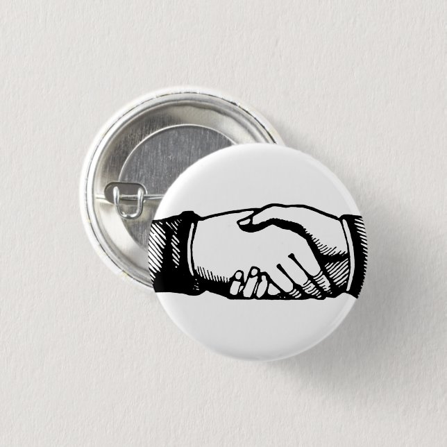 Retro Vintage Handskakning Grattis Pin Knapp (Framsida & baksida)