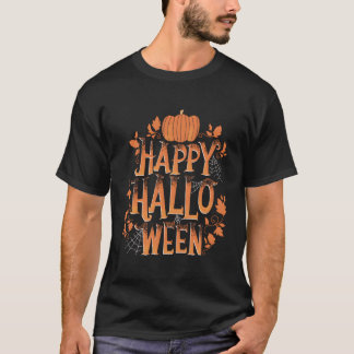 Retro Vintage Happy halloween Pumpkin Spindelnät T Shirt
