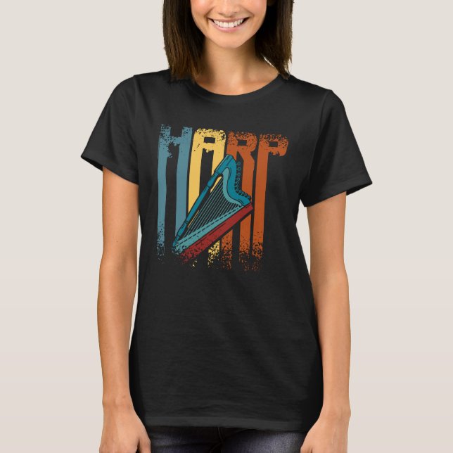 Retro Vintage Harp T Shirt (Framsida)