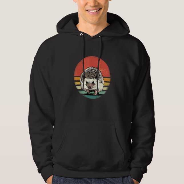 Retro Vintage Hedgehog Animal Hedgehog  Hedgehog M Hoodie (Framsida)