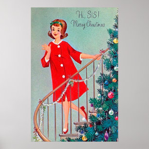 Retro vintage-Helgdag poster julsyster
