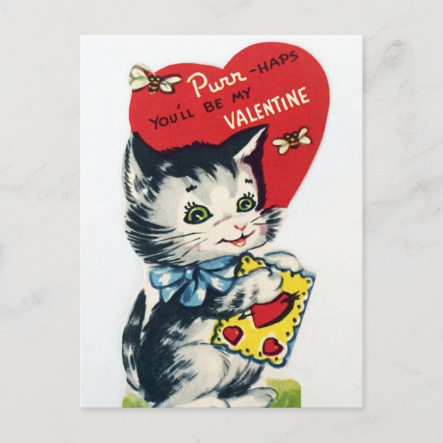 Retro Vintage Helgdag Valentine vycard Helg Vykort (Framsida)