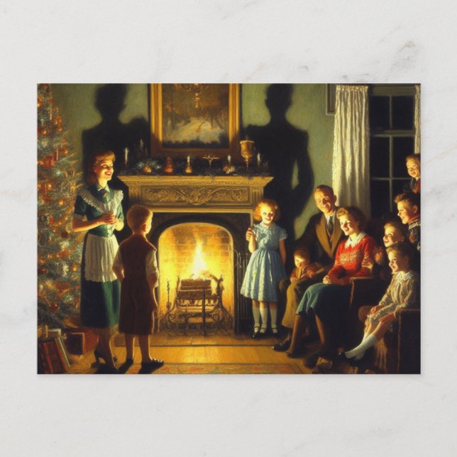 Retro Vintage Hemlös julfasa Vykort (Framsida)