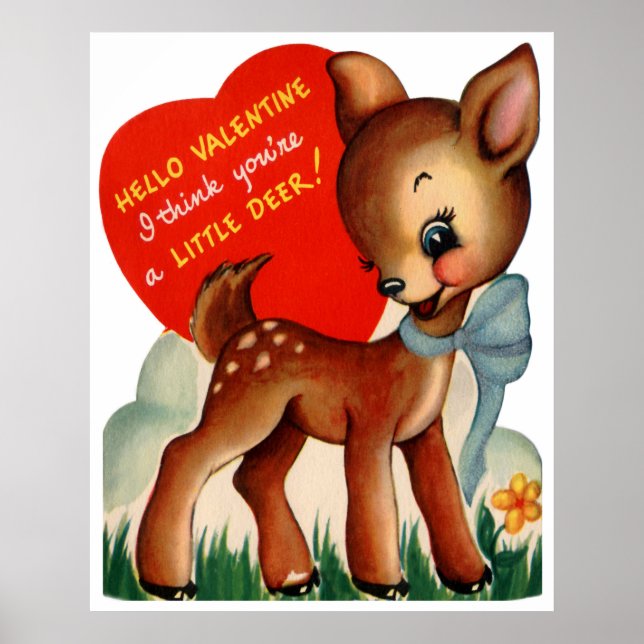 Retro vintage hjort Helgdag Valentine poster (Framsidan)