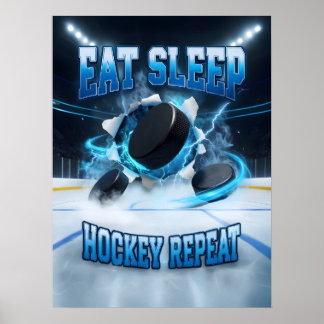 Retro Vintage Hockey Svartmarknad Poster
