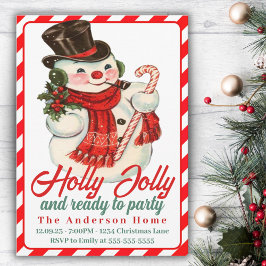Retro Vintage Holly Jolly Snögubbe Anpassningsbar  Inbjudningar