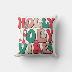 Retro Vintage Holly Jolly Vibes Festive Kudde