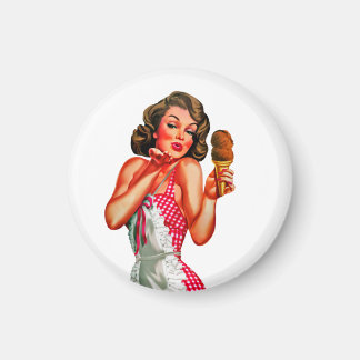 Retro Vintage Ice Cream Cone Pinup Girl Magnet