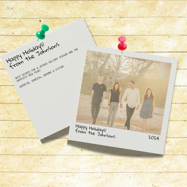 Retro Vintage Instant Kamerafoto Semestkort Julkort (Retro instant camera square holiday photo card)