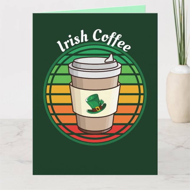 Retro Vintage Irish Coffee Hett Drink to Go Kort (Framsida)