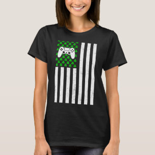 Retro Vintage Irish USA flagga Sport Video Game St T Shirt