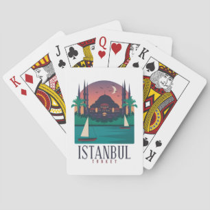 Retro Vintage Istanbul Turkiet Skyline Hagia Sophi Casinokort