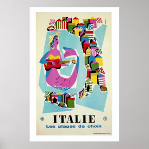 Retro vintage Italien Italiensk resereklam Poster