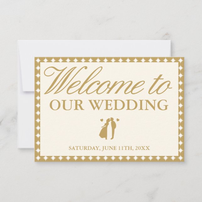 Retro Vintage Ivory Wedding Welcome Card Inbjudningar (Framsida)