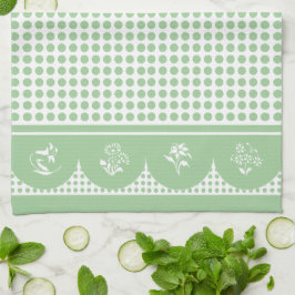 Retro Vintage Jadite Jadeite polka dot scallop Kökshandduk
