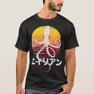 Retro Vintage Japanska Octopus Släpp Kraken  T Shirt