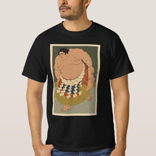 Retro Vintage Japanska Sumo Wrestler T Shirt (Framsida)