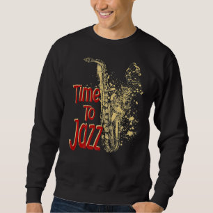 Retro Vintage Jazz Jazz Musician Outfit Time to J Lång Ärmad Tröja