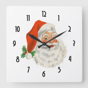 Retro Vintage Jolly Jultomten jul Fyrkantig Klocka