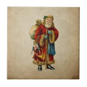 Retro Vintage Jolly Jultomten jul Kakelplatta