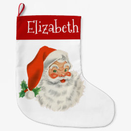 Retro Vintage Jolly Jultomten jul Stor Julstrumpa