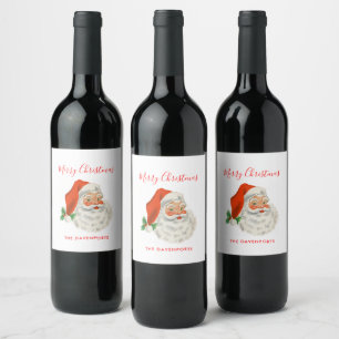 Retro Vintage Jolly Jultomten jul Vinflaska Etikett
