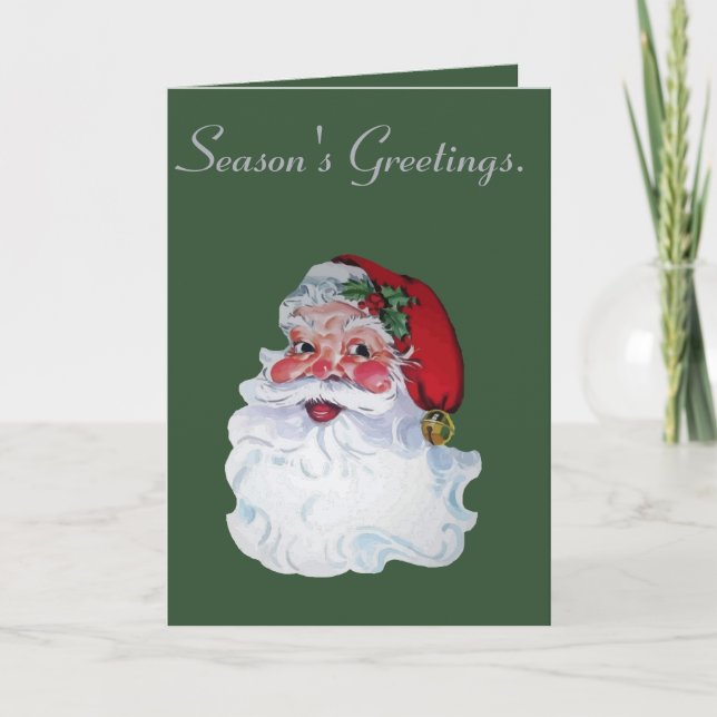 Retro Vintage Jolly Santa Claus Christmas Kort (Framsida)