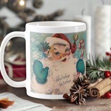Retro Vintage Jolly Santa med Candy cane