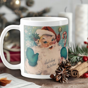 Retro Vintage Jolly Santa med Candy cane Kaffemugg